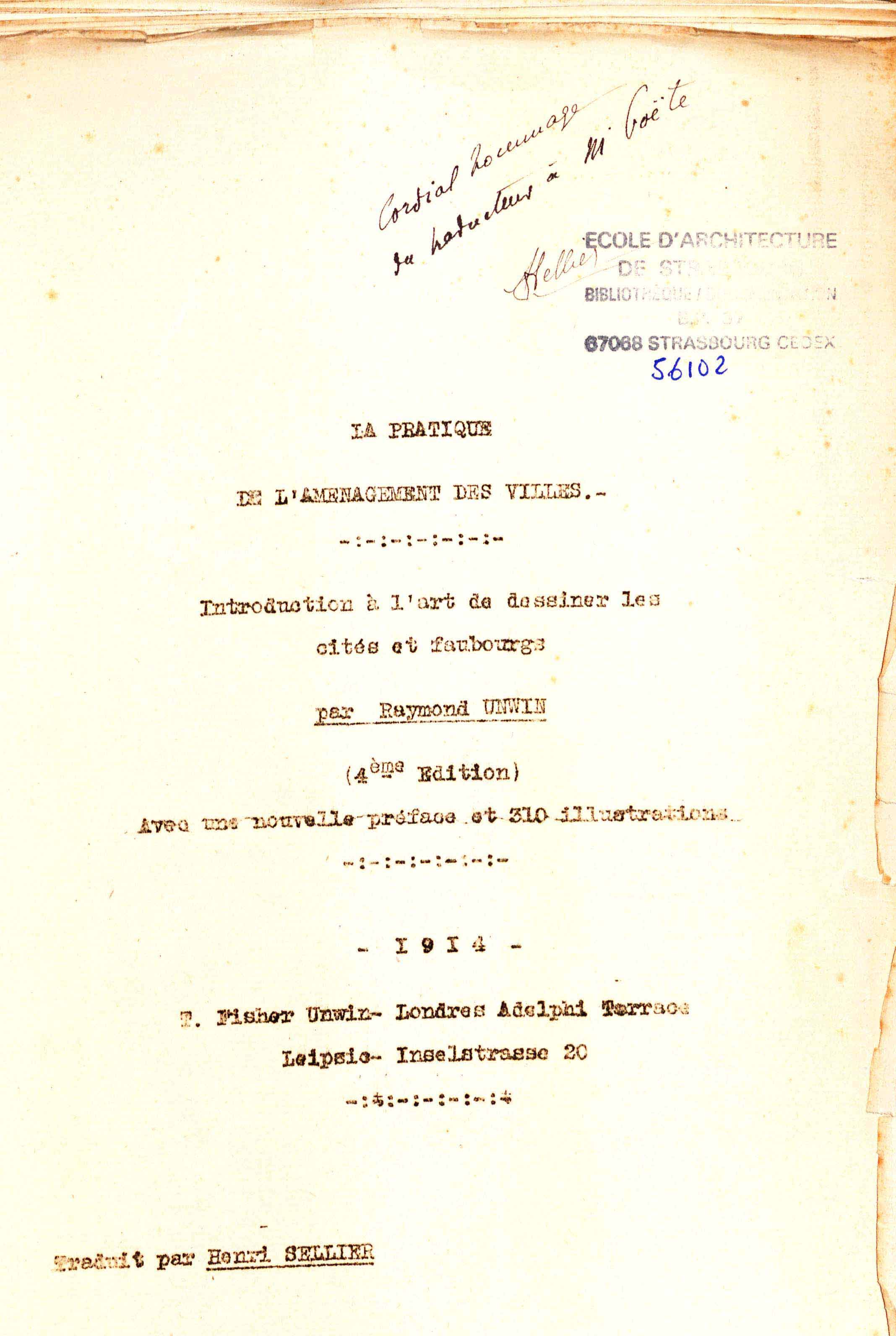 Découverte exceptionnelle d'un manuscrit de Henri Sellier à l'ENSAS